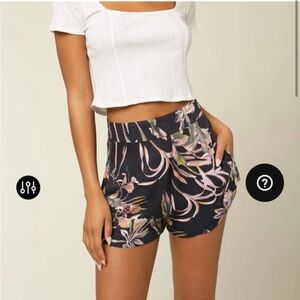 NTW O’NEILL RAVEN PRINTED SHORTS BLACK GREEN PINK FLORAL HIGH WAISTED 26